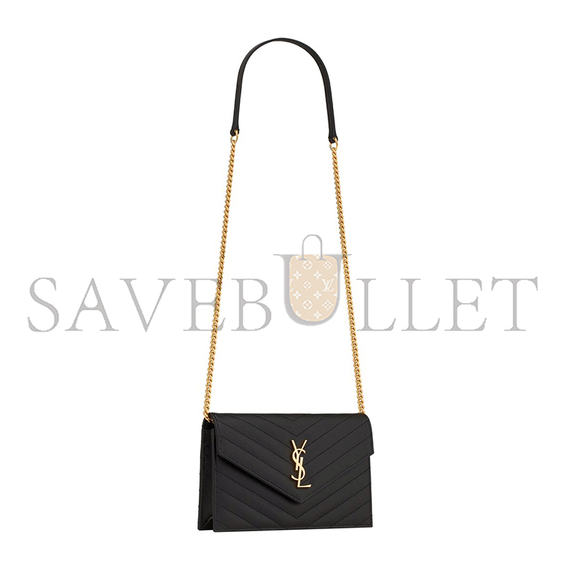 YSL CASSANDRE ENVELOPE CHAIN WALLET IN GRAIN DE POUDRE LEATHER 742920BOW011000 (19*12.5*3.5cm) YSL CASSANDRE ENVELOPE CHAIN WALLET IN GRAIN DE POUDRE LEATHER 742920BOW011000 (19*12.5*3.5cm)